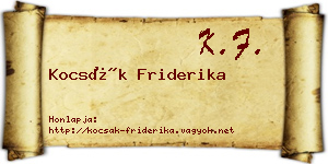 Kocsák Friderika névjegykártya